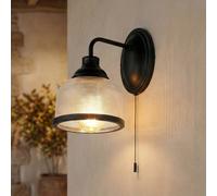 Applique Wandleuchte Nero Trasparente E27 Vetro Metallo Con Schalter Cucina Bad