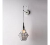 Applique Zeus in Ferro con Vetro Grigio Pyrex, 14x21xh64 cm, Grigio, 1xE14 - 42 Watt Max