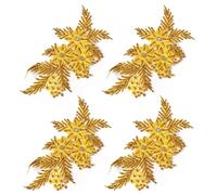 Appliques for Clothes,Embroidered Flower Fabric Patches,4 Pack Glitter Rhinestone Flower Applique(Yellow)