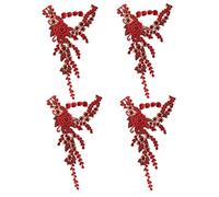 Appliques for Clothes,Embroidered Flower Fabric Patches,4 Pack Sew on Patches Floral Embroidered Applique(Red)