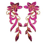 Appliques for Clothes,Embroidered Flower Fabric Patches,Embroidered Iron on Patches Sequin Appliques(Rose)