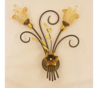 APPLIQUES LAMPADA DA MURO LED ART.170 FERRO BATTUTO FORGIATO VETRO MADE IN ITALY