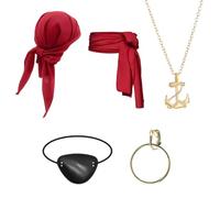 Applysu Accessori per costume da pirata per uomini e donne, set di accessori per pirata, accessori per il rinascimento medievale, con fascia per maschera per gli occhi, collana