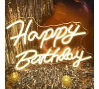 Appneon Happy Birthday Neon Sign Luci al neon bianche alimentate da USB Luci al neon per decorazioni per feste di compleanno Insegna al neon a LED con interruttore per parete, camera da letto, regalo