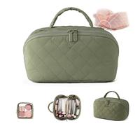 Appraisala/Totaladdly/Gettoreach/Instructof Travel Makeup Bag for Woman, Makeup Bag Travel Toiletry Bag, Waterproof Wide-Open Pouch Purse Make up Bags with Compartment & Handle (Green)