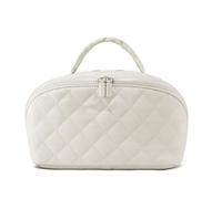 Appraisala - Trousse da viaggio da donna, 180 aperti, per trucchi e trucchi, ampia e aperta, impermeabile, Bianco crema., Tempi moderni, Breve, Moda