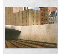 Approaching A City, Avvicinamento A Una Città Edward Hopper, eho49 Quadro Stampato su Tela Fine Art, Intelaiato Pronto da Appendere, assemblato a Mano, 90x72 cm
