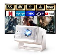 [Apps integrate] Mini Proiettore 4K & 8K Supporta, Proiettore Portatile 1080P con WiFi 6 Bluetooth 5.4, 600ANSI Messa Fuoco Automatica, Correzione Automatica Del Trapezzo, Rotazione 180° HY350MAX