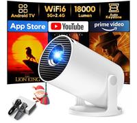 [Apps integrate] Proiettore Portatile, AKIYO 2026 Upgraded O2 Proiettore 18000 Lumens, Supporta 4K 1080P Auto Keystone WiFi 6 BT5.4, Rotabile 180°, Dual Control Compatibile con HDMI/Phone/Laptop/PS5