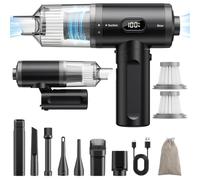 APPS2Car Aspirapolvere a mano per auto, 15000PA Mini batteria per auto con display digitale, pieghevole, senza fili, con 2 filtri HEPA, per PC, casa, cucina, fessure e angoli