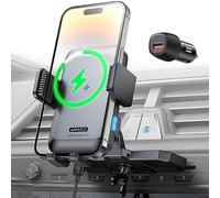 APPS2Car Caricatore Wireless per Auto con Supporto CD Slot, Bloccaggio Automatico, Ricarica Rapida 15W, Porta Cellulare per Auto Compatibile con iPhone 16 15 14 13 12 Pro Max, Samsung