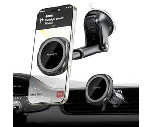 APPS2Car Porta Cellulare Auto Magnetico [Superstabile+17*N52 Magneti] 360° Rotabile Universale Supporto Telefono Auto per Cruscotto/Parabrezza /Presa d'aria Supporto Telefono Adatto a Tutti Smartphone