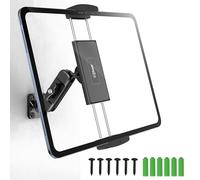 APPS2Car Supporto iPad da Parete, Porta Tablet da Muro con Installazione a Vite per Cucina, Base e Braccio in Metallo Regolabile 360°, Compatibile con Dispositivi 4,7-13”