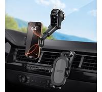 APPS2Car Supporto per telefono da auto, cruscotto e parabrezza, supporto universale a 360° per iPhone 12/11/Pro, Samsung S21 e altri da 4,7" a 6,8" (aspirazione + presa d'aria)