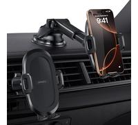 APPS2Car Supporto per telefono da auto, supporto per cruscotto e parabrezza con ventosa robusta, supporto universale a 360° compatibile con iPhone 12/11/Pro, Samsung S21 e altri (ventosa + gancio per