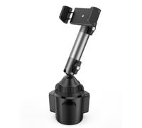 APPS2Car Supporto per telefono in alluminio resistente per auto, supporto universale per telefono con giunto a sfera da 20 mm, base portabicchieri, braccio CNC regolabile