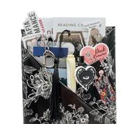 Appuntamento al buio gotico con un libro, Horror Halloween Blind Date con una scatola regalo a libro, scatola per tende spettrali regalo a sorpresa con adesivi e portachiavi per amanti del fai da te