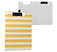 Appunti a righe gialle e beige pieghevoli con due clip in metallo portapenne con copertina rigida Appunti Folio Raccoglitore Forniture per ufficio