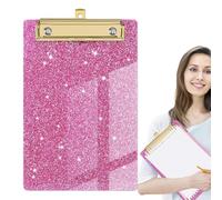 Appunti Acrilici - 14.4x9.8x1.2 Cm Appunti Glitter Con Clip Di Basso Profilo, Tavola Da Scrittura Resistente A Shatter Resistente Alla Clinica Scolastica Per Uffici, Apunti Trasparenti - Forniture Di