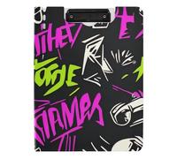 Appunti piegato Punk Pesca Teschi Nero Rock A4 Appunti Raccoglitore Doppia Clip Portapenne Ufficio Clip Board con Cover