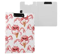 Appunti pieghevole carino granchi gelato cartone animato bianco A4 Appunti raccoglitore due clip in metallo portapenne scuola clip board con coperchio