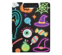 Appunti pieghevole con stoccaggio fluorescente colorato zucca di Halloween A4 Appunti Folio doppia clip in metallo portapenne ufficio clip board con coperchio