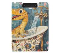 Appunti pieghevoli Chic Dinosauro Vintage Vasca da bagno A4 Appunti Folio Raccoglitore Due clip in metallo portapenne Scuola Clip Board con coperchio