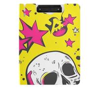 Appunti pieghevoli con teschio anime stile cartone animato Halloween A4 Appunti raccoglitore Due clip in metallo portapenne scuola clip Board con coperchio