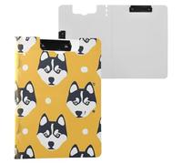 Appunti pieghevoli linea semplice cartone animato cane facce nero su giallo A4 Appunti Padfolio due clip in metallo portapenne scuola clip Board con coperchio