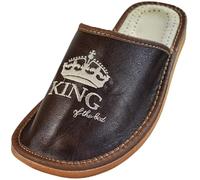 APREGGIO - Pantofole in similpelle da uomo - 'King of the House', eleganti e comode, suola antiscivolo - Realizzate a mano (marrone, 45)