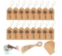 Apri bottiglia della catena chiave, apri bottiglia chiave da 50 pezzi, scheletro vintage con carte tag di scorta e corda sospesa, bomboniere per feste, ospite