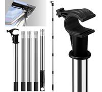 Apri palo per finestra, asta telescopica multiparte da 1,86 m, con gancio, compatibile con tende Velux GGL/GGU per lucernari, in acciaio inox, per scale a soppalco, finestre scorrevoli verticali