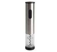 Apri vino elettrico, apribottiglie automatico per vino con luce a LED, cavatappi a batteria per feste e campeggio, costruzione in acciaio inox e PC, colore argento