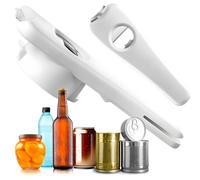 Apribarattoli Multifunzionale in Acciaio Inox per Tappi a Capsula, Lattine e Barattoli 25x9.8x3cm, Bianco