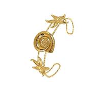 Apribile Spiaggia Tema Stelle Marine Conch Charm Gioielli Da Polso In Acciaio Inox Braccialetto Regolabile Per L'usura Quotidiana Dimensione Flessibile Gioielli Alla Moda Mano, Misura unica, come