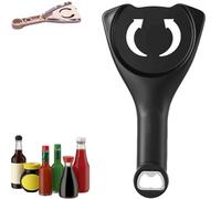 Apribottiglie 3 in 1, 2026 New Cap Crack Jar Opener, Adjustable Stainless Steel Lid Remover, Multi-Function Bottle & Can Opener for Kitchen, Easy Grip for Weak Hands (Black)