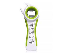 Apribottiglie 5 in 1, apriscatole tutto in uno, apri barattoli manuali per anziani, artrite, strumento da cucina con impugnatura ergonomica gomma antiscivolo (verde)