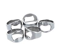 apribottiglie, 5 x barra apribottiglie for birra in acciaio inossidabile argentato e anello for pollice