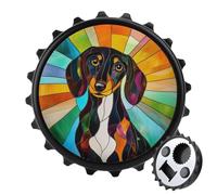 Apribottiglie a forma di cane bassotto in vetro colorato, rotondo, calamite per frigorifero, birra, apribottiglie magnetico, per frigorifero, cucina, ufficio