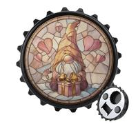 Apribottiglie a forma di gnomo in vetro colorato rosa e oro, rotondo, magneti per frigorifero, birra, apribottiglie magnetico, per frigorifero, cucina, ufficio