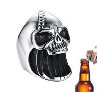 Apribottiglie a forma di teschio, stile vintage, punk, biker, gotico, anello da birra, da uomo, con teschio, stile vintage, punk, biker, gotico, apribottiglie da uomo