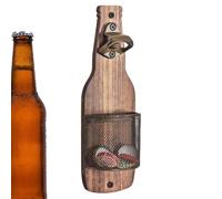 Apribottiglie a parete - Apribottiglie in legno stile retrò con fissaggio a parete | accessorio vintage salvaspazio decorativo per bar, caffè e cucina
