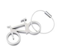 Apribottiglie con anello portachiavi bicicletta - DRAHTESEL - alluminio - color argento - Originale TROIKA