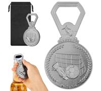 Apribottiglie con medaglia di calcio, apribottiglie con sacchetto regalo, apribottiglie portatile, regalo per papà, regali di Natale, regali di compleanno per uomini, donne, amanti della birra, amanti