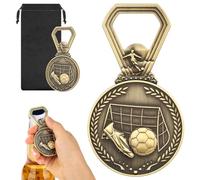 Apribottiglie con medaglia di calcio, regalo unico per uomini, donne e fan, regalo di Natale per lui, regalo perfetto per papà, marito, nonno, fidanzato, ideale per bar, feste e barbecue, bronzo