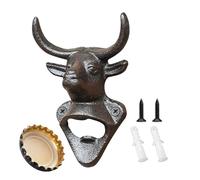 Apribottiglie da parete a forma di testa di , apribottiglie da 14 cm per bar, sollevatore di tappi in metallo pressofuso con intricate caratteristiche bovine, strumento montato sul piano di lavoro