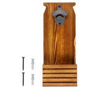 Apribottiglie, da Parete o da Appoggio, Cavatappi Vino in Legno con Contenitore di Raccolta, Professionale, Apribottiglie Birra, Regalo Uomo per Casa Nuova Compleanno, 12x7,4x30cm