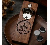 Apribottiglie Di Birra Con Incisione Personalizzata, Apribottiglie For Bevande In Legno Massello Con Frigorifero Magnetico Montato A Parete, Padre, Regalo Dei Testimoni Dello Sposo For Lui