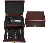 Apribottiglie di vino a leva cavatappi con 7 accessori e scatota regalo in legno