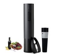 Apribottiglie di vino elettrico elettrico automatico apribottiglie cavatappi ricaricabile con taglierina e cavo USB, nero
